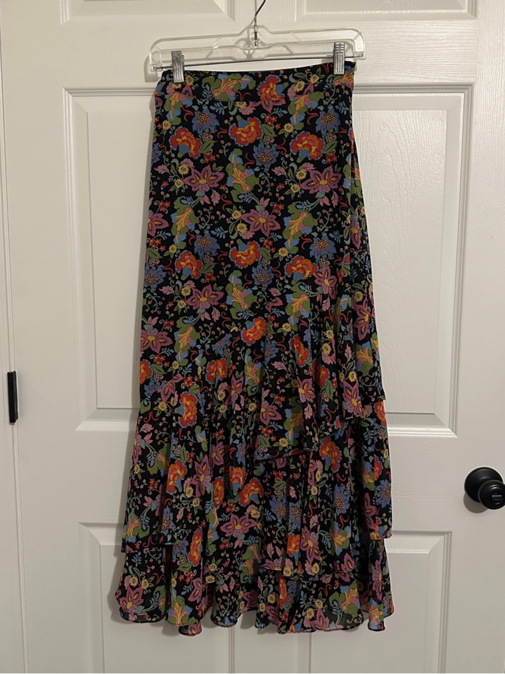 Boden Black Maxi Skirt with Multicolor Floral Print